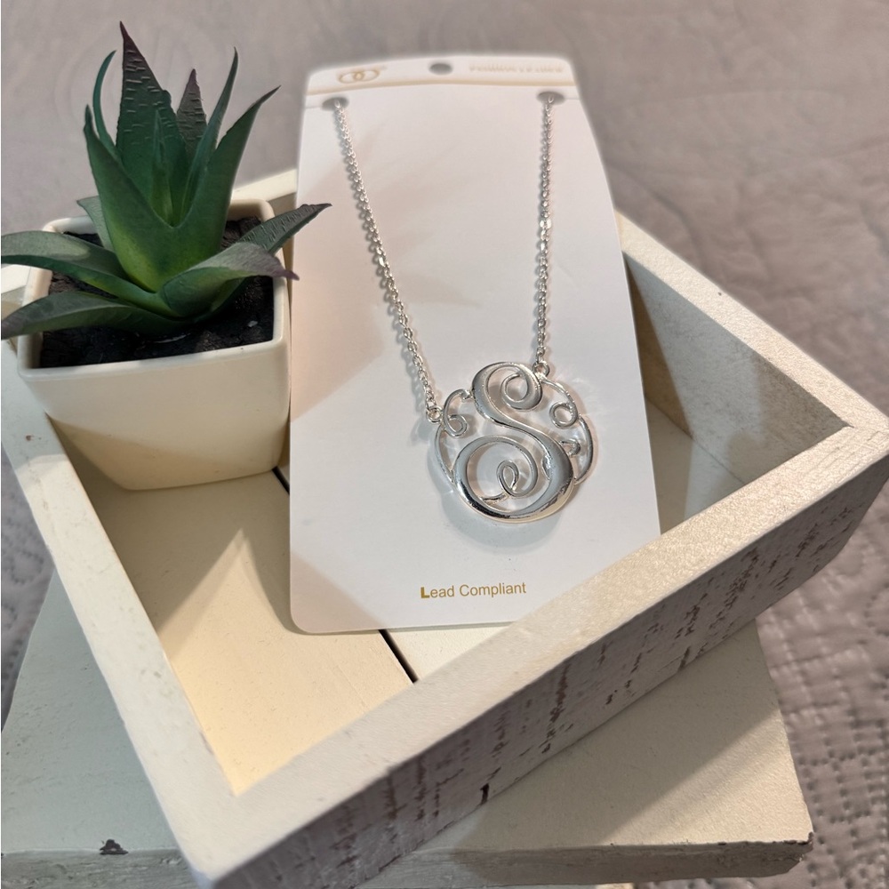 Silver “S” Monogram Pendant Necklace